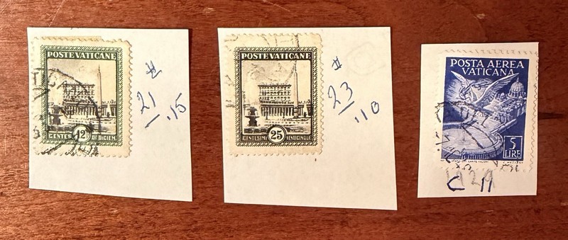 Vatican Postage Air Mail Stamps Used Architecture Bird 12c 25c 5L Lot