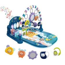 Baby Play Mat Gym,Funny Piano Tummy Time Activity with 5 Infant Sensory Toys,