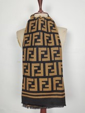 FENDI genuine vintage Black / Brown Wool wrap shawl winter scarf scarves