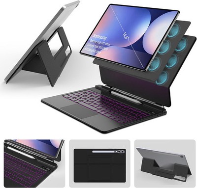 2Pc Keyboard Case for Galaxy Tab S11 S10 S9 S8 Ultra 14.6 Backlit Trackpad Black