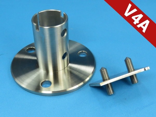 Edelstahl Bodenanker Pfostenhalter Ø 100 Mm FüR Pfosten Rohr 42,4X2 Mm V4A-image