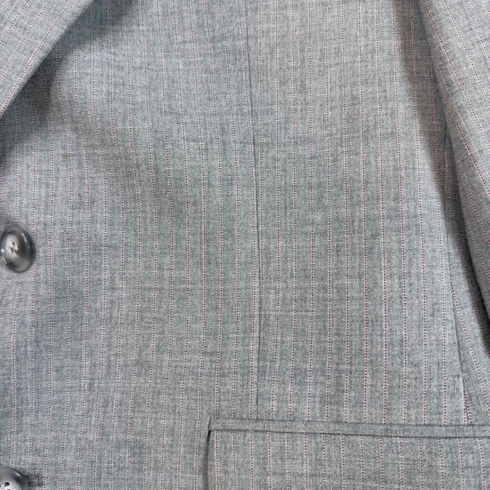 Yves Saint Laurent Wool Pinstripe Suit - Men's Gray Blazer & Pants Set Formal - Image 3 of 4