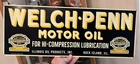 WELCH•PENN AUTO MOTOR OIL ORIGINAL DEALER 1950s SIGN GAS OIL RARE NICE VINTAGE