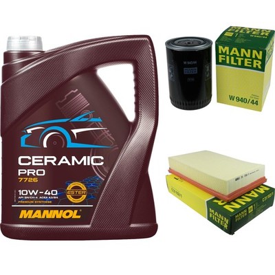 MANN Inspektionspaket 5L MANNOL Ceramic Pro 10W-40 für Audi Cabriolet 8G7 B4