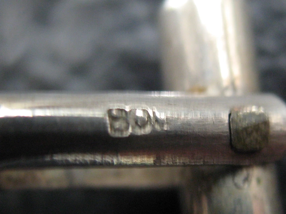 Manschettenknöpfe Silber 800 Handarbeit Unikat mit Perlmutt Gemme - Bild 4 von 4