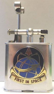 Dunhill Unique Left-Arm Oil Lighter Custom ''First in Space'' No Box Working Well