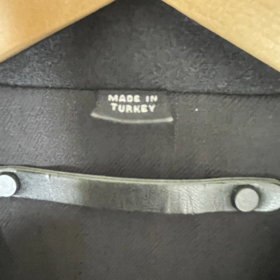 ALLSAINTS Meade Women’s Black Pea Coat Size 4 Wool With Leather Sleeves Classic - Image 4 of 4