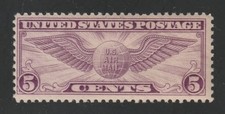 Scott # C12, Unused, LH, F, 5¢ Winged Globe, Perf 11, 1930