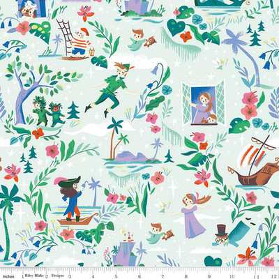 1/4 Yard 9x42 Riley Blake ''Forever Neverland'' Main Mist Peter Pan Quilt Cotton