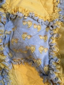 Baby Quilt Duck Flannel Blue And Yellow Rubber Duck
