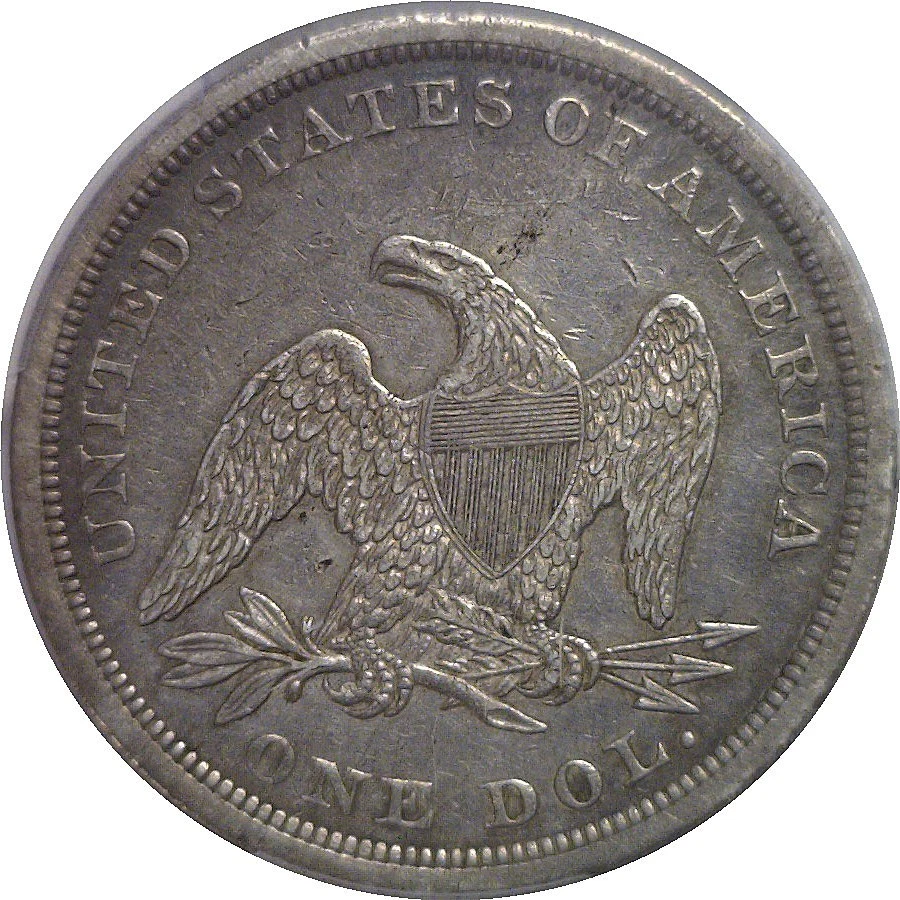 Dólar libertad sentada 1840 $1 graduación profesional XF-45 Foto 3 de 3