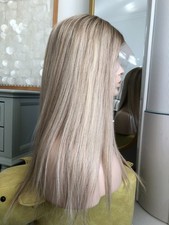 18 Inch Bayaged Blonde 8x8" HD Lace Frontal Human Vigrin Hair Toppers