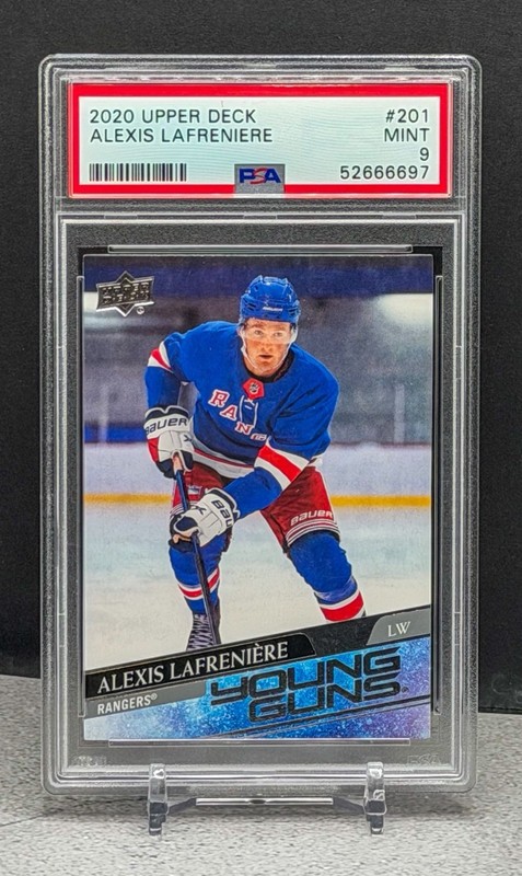 ALEXIS LAFRENIERE 2020 UPPER DECK HOCKEY YOUNG GUNS CARD #201 PSA GRADED 9 MINT