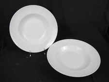 (2) Crate & Barrel Maison White 12" Pasta Serving Bowls