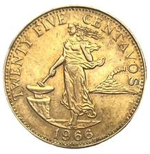 1966 Philippines 25 Centavos coin - Great condition - Lot C63e