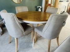 Dinning Chairs (Only) X4 Beige With Wooden Legs