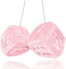 Plush Dice For Car Mirror Pair Of Retro 3 Light Pink Dice With W Color Pink Plush Dice For Car Mirror Pair Of Retro 3 Light Pink Dice With W Color Pink