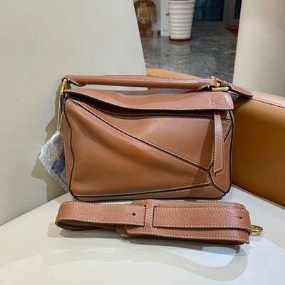 Loewe Puzzle Small Tan Brown Leather Geometric Bag Shoulder Bag Gold Hardware