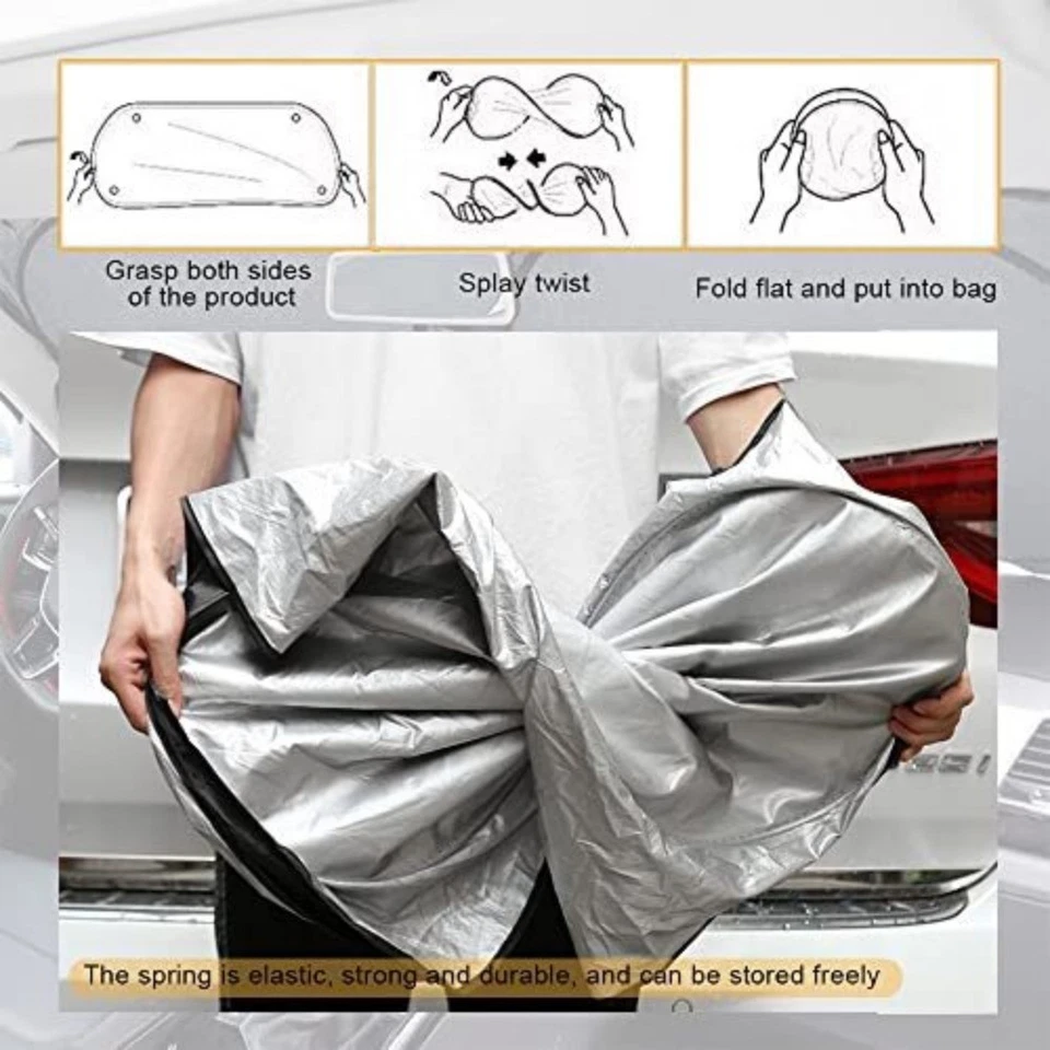 For Dodge Windshield Sun Visor Foldable Car Window Sunshade UV Sun Block Cover - Image 3 of 4