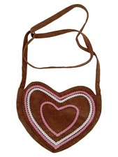 ORLOB Borsa a Tracolla Donna Marrone Cuore Ricamo