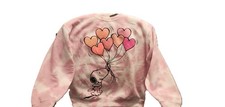 Peanuts-Snoopy Pink Tie Dye Sweatshirt-Snoopy with Hearts-Size Medium-NEW