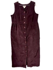 Vintage Eddie Bauer Corduroy Dress Women’s L Chocolate Brown Modest Cottagecore