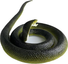 Realistic Rubber Snake - Scary Fake Snake for Bird Deterrent, Large Black Cobra