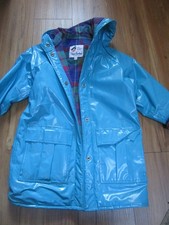 Vintage MISTY HARBOR Kids Raincoat Any weather slicker Size 8 plaid lining read