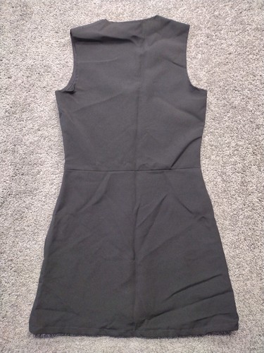 Women's Vintage Anxiety Black 90s Full Front Zipper Sleeveless Dress Go Go Small - Picture 5 of 8