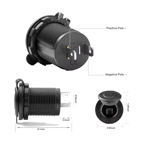 DC 12V Waterproof Car Boat Motorcycle Cigarette Lighter Power Socket Plug Outlet - Picture 3 of 5