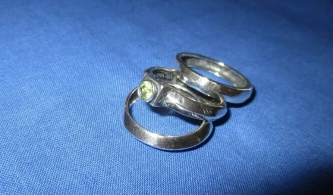 Anillo Silpada Plata Esterlina 925 Peridoto Verde Talla 8 R2119 Juego De 3 Apilables Raro Foto 2 de 4