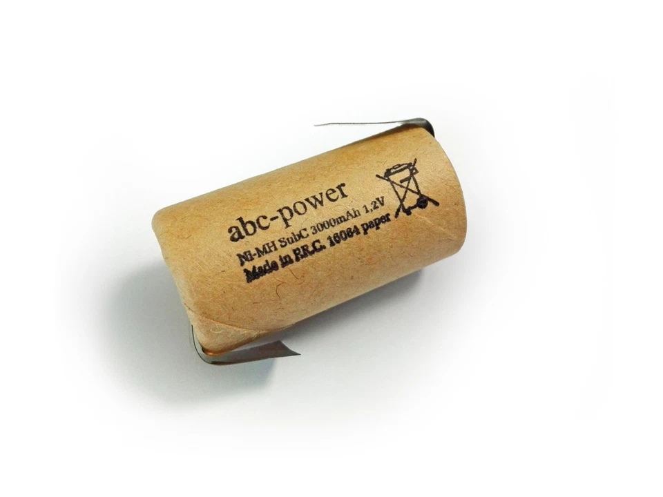 ABCPOWER Batteria Sub-C 3000 mAh 1,2 V NiMh cappotto di cartone con saldatore Z batteria per utensili modellismo