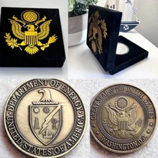 DOE US Department of ENERGY US Government Bronze Plated-Challenge Coin w/ case