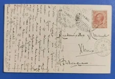 1908 Colico-Como messaggeri - raro annullo lacuale su cartolina per il Belgio