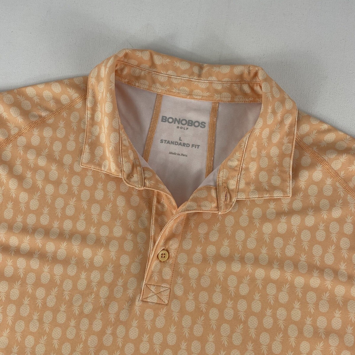 Bonobos Golf Polo Shirt Adult Large Standard Orange Pineapples Performance  Mens