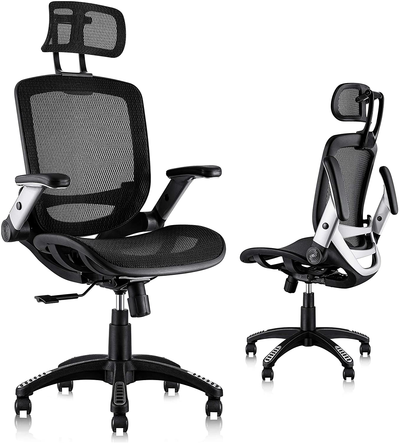 Ergonomic Office Chair, High Back Home Desk Chair with Headrest, Flip-Up Arms, 9-image
