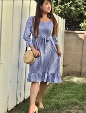 NWT Vintage Retro Style Gorgeous Dress Midi Dress Floral Tie Back Size S,M,L