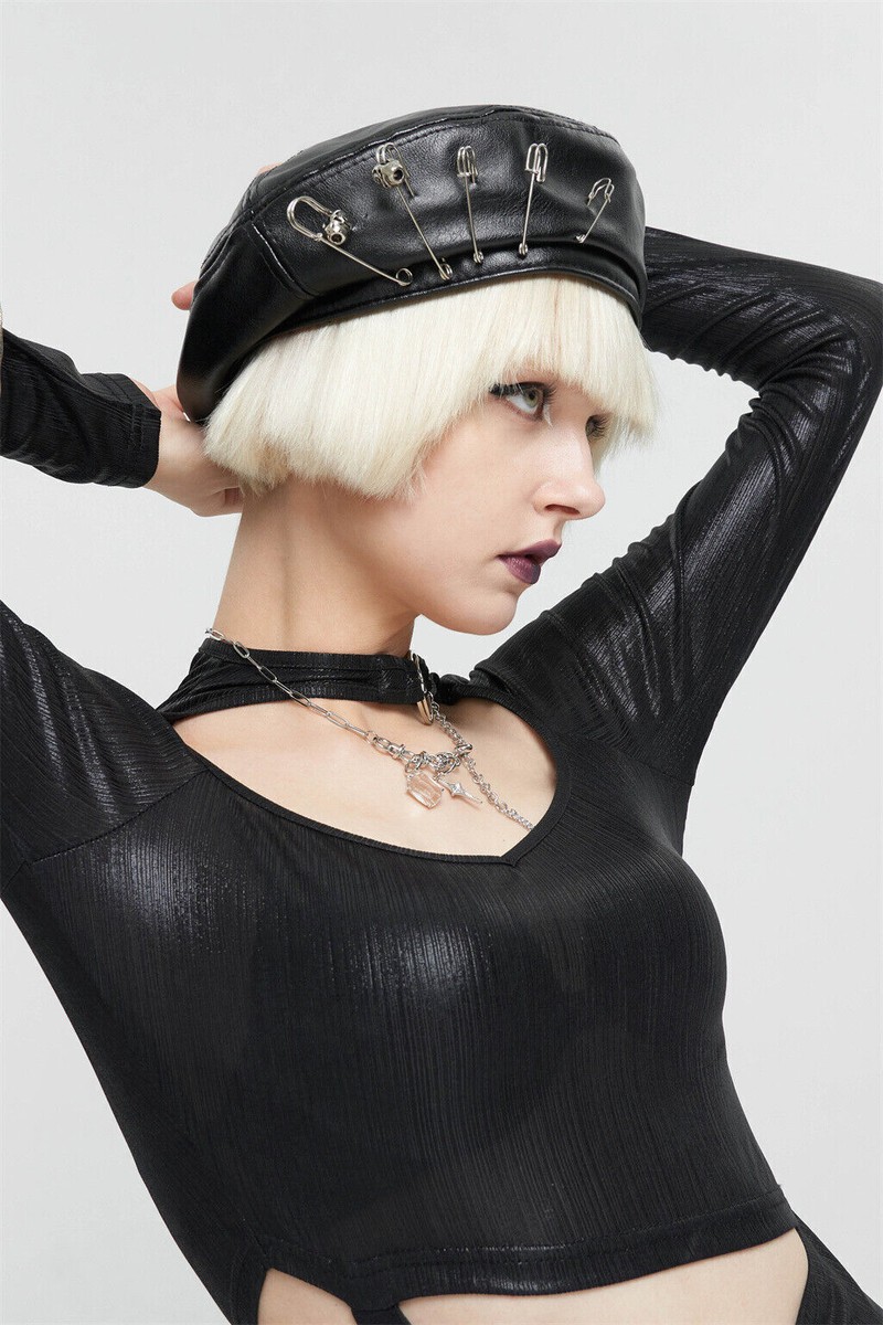 Devil Fashion Black Gothic Punk Faux Leather Stylish Pin