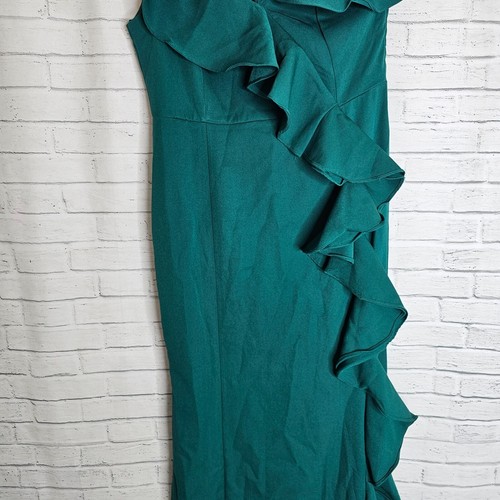 Trendyol Women’s Asymmetrical Collar Long Dress UK 14 Green – Evening/Formal - Picture 4 of 10