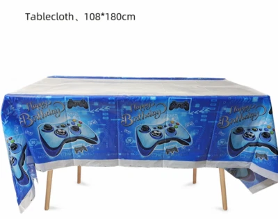 Video Game Tablecloth Gaming Table Cover Birthday Party Decor Tableware Large