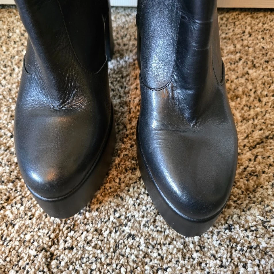 GB Levi-Tate Botas Medianas Plataforma Cuero Negras Talla 8 202206AA Foto 4 de 4