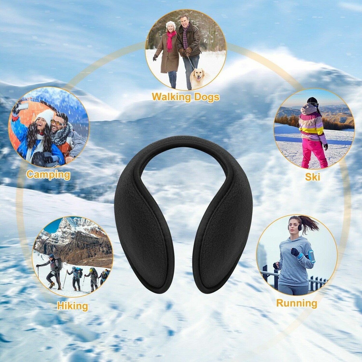 AIEDECOPT 3 paar Earbags oorwarmers, uniseks, verstelbare winter-oorwarmers van fleece, bandloze oorwarmers, winter, wollig gevoerd, warme oorbeschermers, bescherming tegen wind en kou, B, M