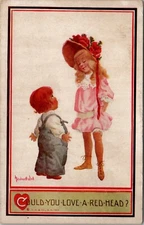 Valentines Bernhardt Wall Children Could You Love a Red Head 1913 Postcard V2