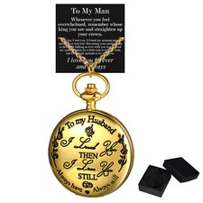 "To My Husband" Love You Pocket Watch with Chain Xmas Valentine Gift for Husband