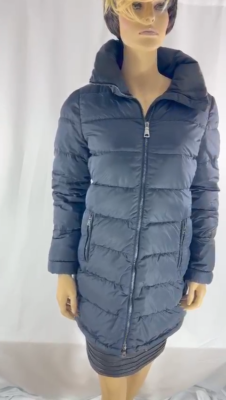PRADA Navy Blue Nylon Down Puffer Women's Removable Hooded Jacket