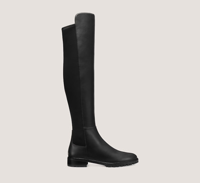 $850 STUART WEITZMAN CITY OVER THE KNEE BOOT 5050 LUG SOLE LEATHE BLACK 6 (PB35)