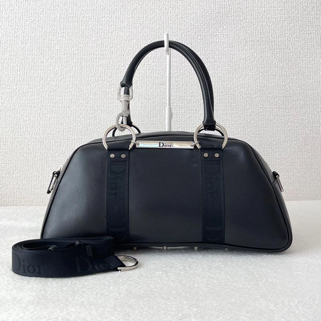 Mini sac bowling Christian Dior Hardcore 2 voies clouté Galliano année 2000