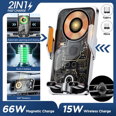 66W Fast Wireless Car Charger With Auto-Clamping Mount – Air Vent Phone Holder