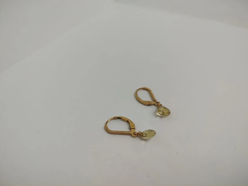 14 Karat Gold Lemon Topaz Leverback Earrings - Image 2 of 4