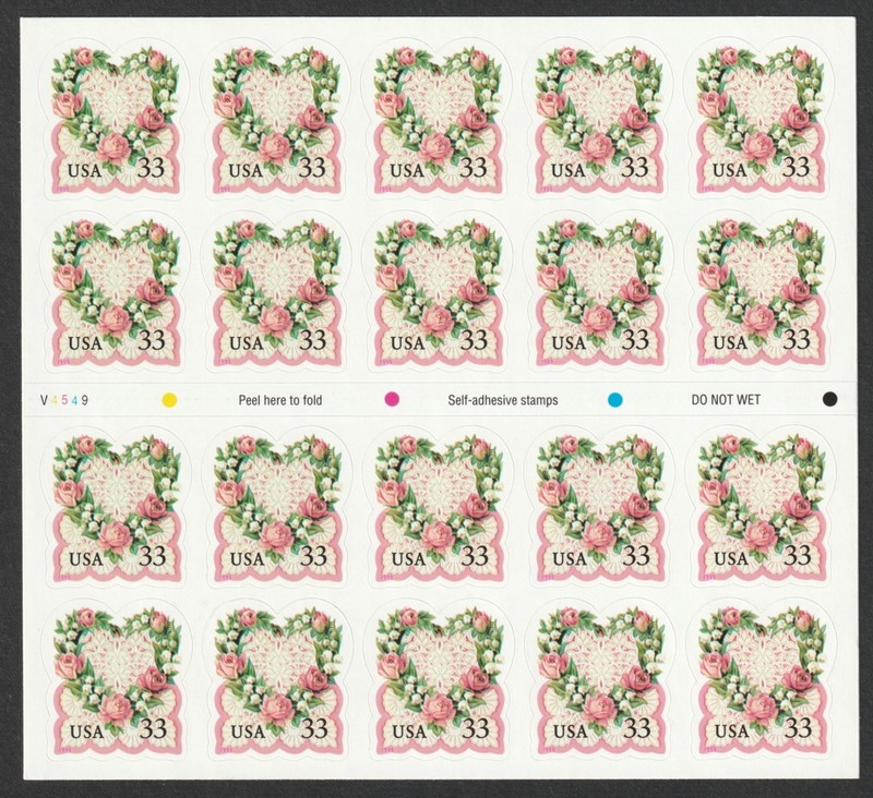 #3274a Victorian Love conv. booklet of 20, plt #V4549, VF